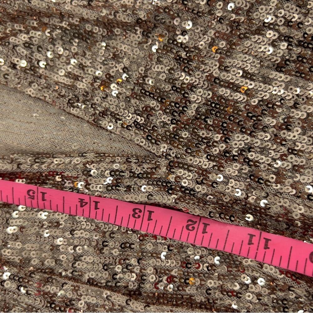 Free People Sea Shell Sequin Maxi Skirt gold Sz 0 high slit - Picture 9 of 10